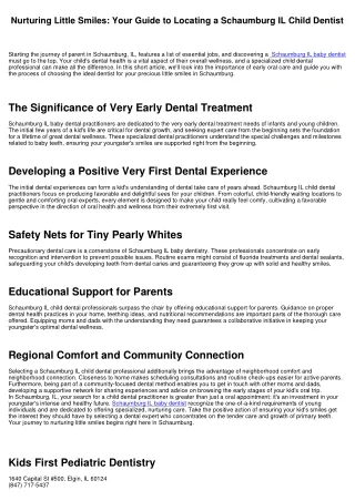 Supporting Little Smiles: Your Guide to Discovering a Schaumburg IL Child Dental Expert