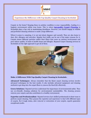 Experience the Difference with Top-Quality Carpet Cleaning in Scottsdale