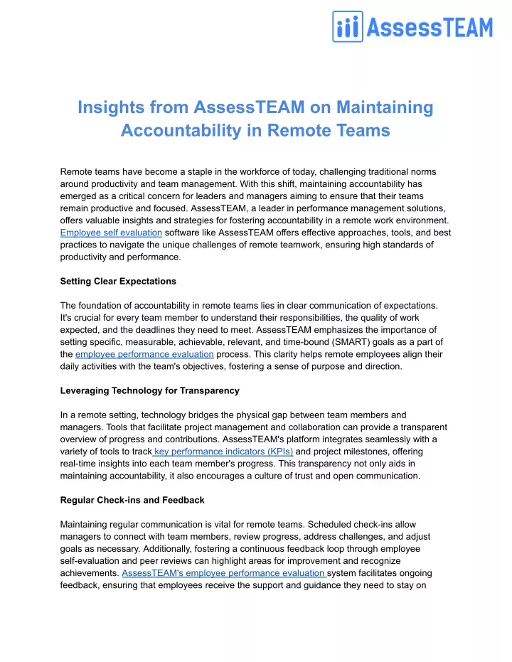 insights from assessteam on maintaining