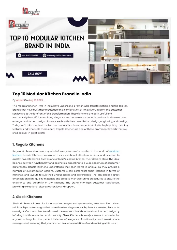 top 10 modular kitchen brand in india