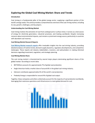 exploring the global coal mining market share