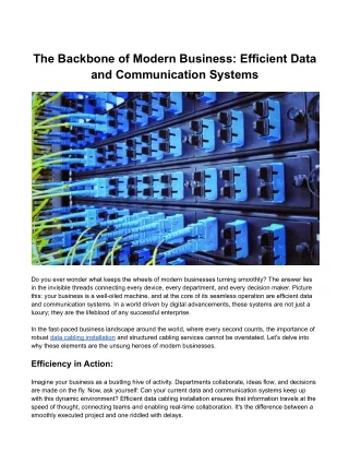The Backbone of Modern Business: Efficient Data and Communication Systems