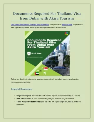 Documents Required For Thailand Visa From Dubai With Akira Tourism