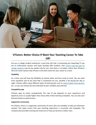 ViTutors: Better Choice If Want Your Teaching Career To Take Off!