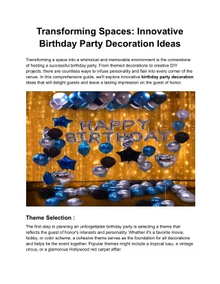 Transforming Spaces Innovative Birthday Party Decoration Ideas