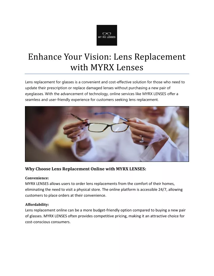 enhance your vision lens replacement with myrx
