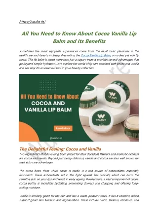 All You Need to Know About Cocoa Vanilla Lip Balm and Its Benefits