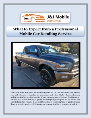 What to Expect from a Professional Mobile Car Detailing Service
