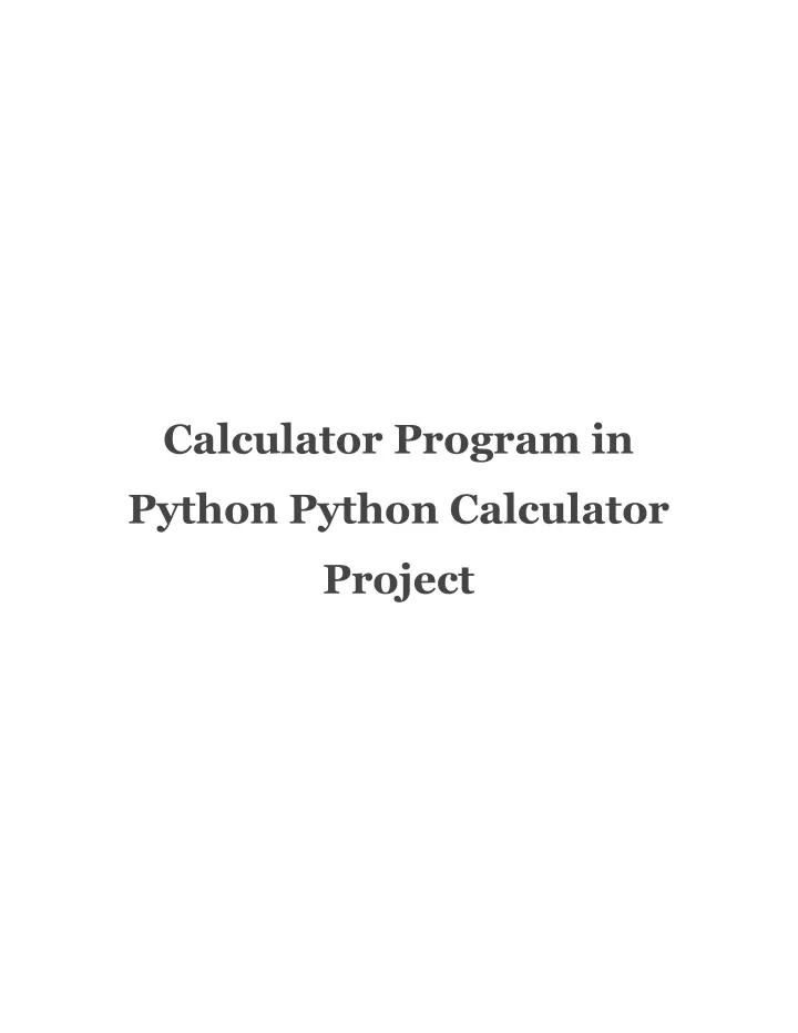 calculator program in