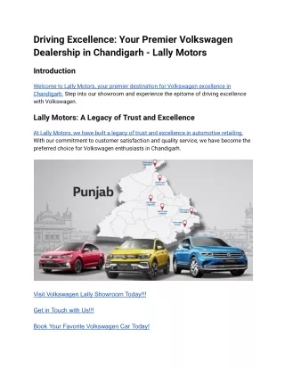 Driving Excellence_ Your Premier Volkswagen Dealership in Chandigarh - Lally Motors