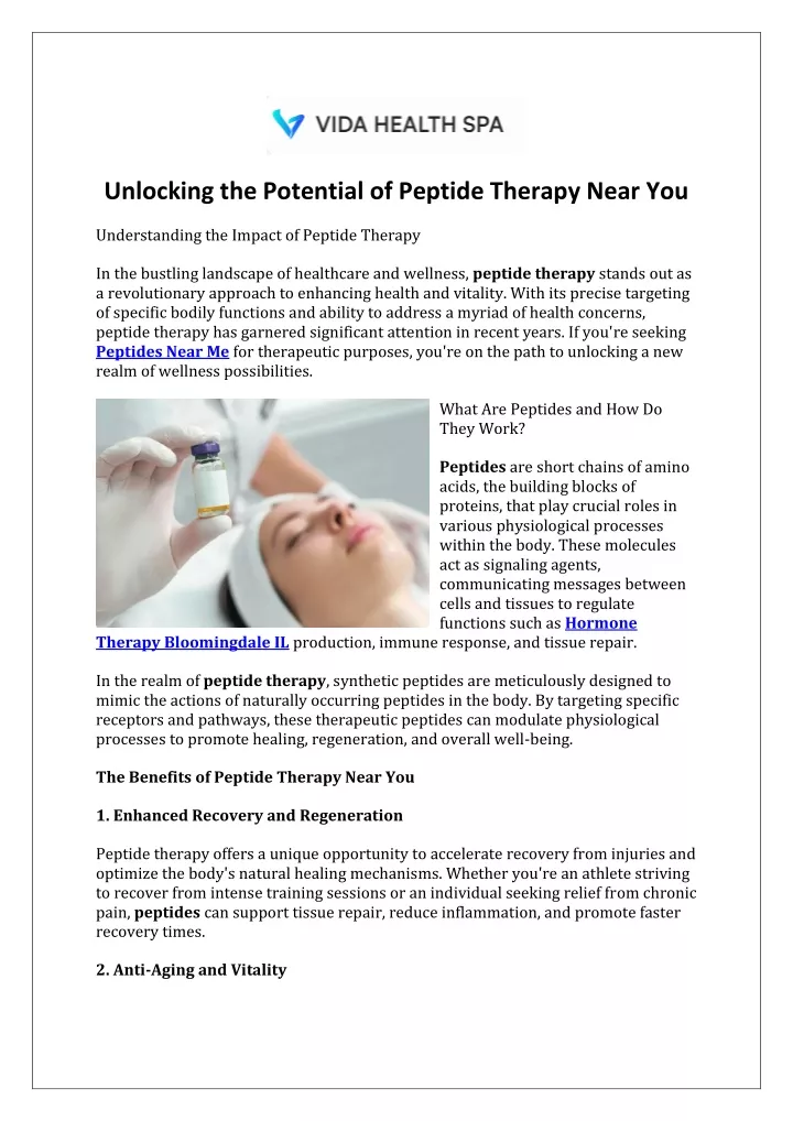 unlocking the potential of peptide therapy near