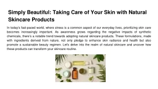 Simply Beautiful_ Taking Care of Your Skin with Natural Skincare Products