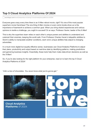 Top 5 Cloud Analytics Platforms Of 2024