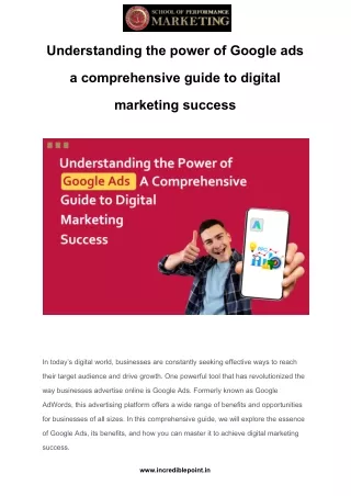 Understanding the power of Google ads a comprehensive guide to digital marketing success