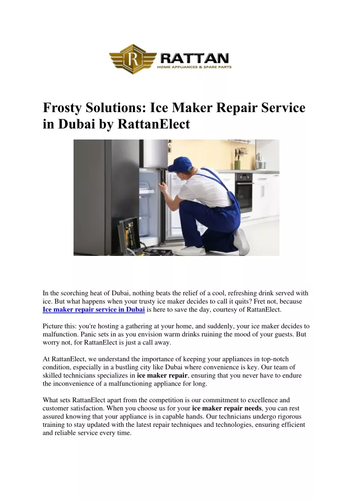 frosty solutions ice maker repair service