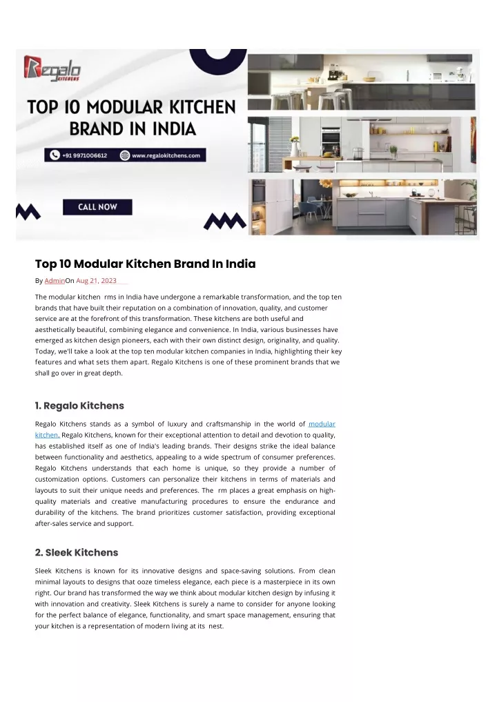 top 10 modular kitchen brand in india
