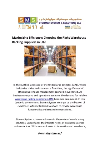 Top Warehouse Racking Suppliers in UAE