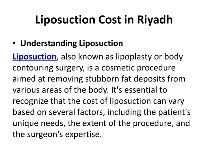 liposuction cost in riyadh