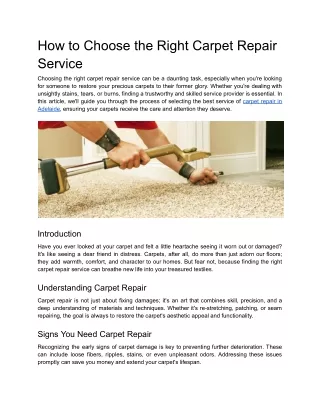 How to Choose the Right Carpet Repair Service