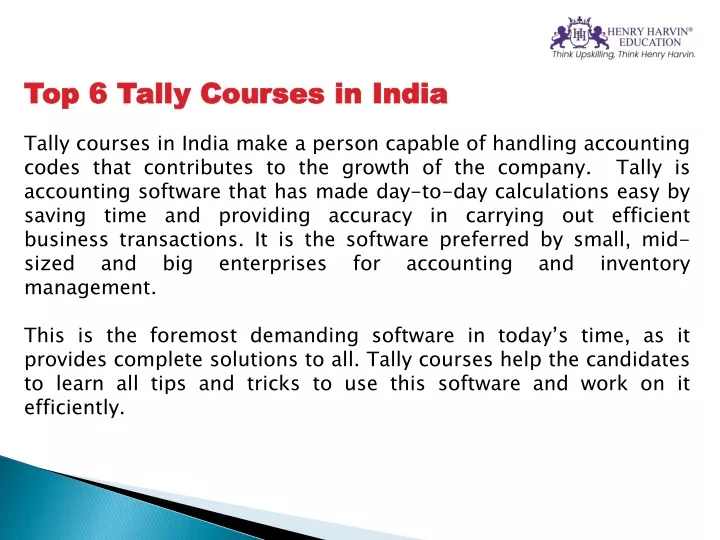 top 6 tally courses in india