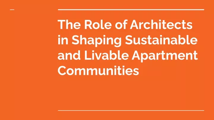 the role of architects in shaping sustainable