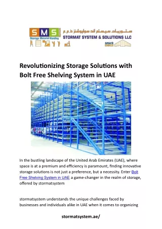 Organize Efficiently with Bolt Free Shelving System in UAE
