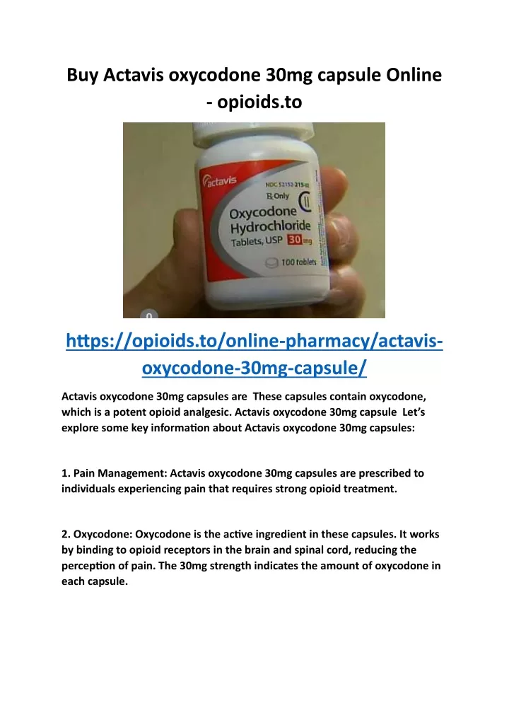 buy actavis oxycodone 30mg capsule online opioids
