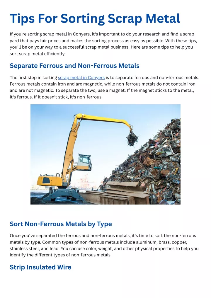 tips for sorting scrap metal