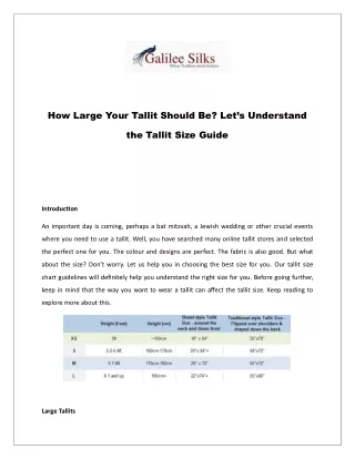 How Large Your Tallit Should Be? Let’s Understand the Tallit Size Guide