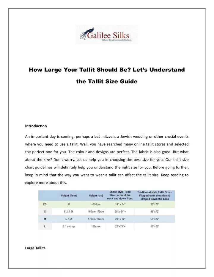 how large your tallit should be let s understand