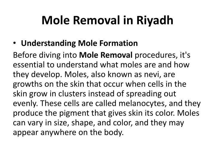 mole removal in riyadh