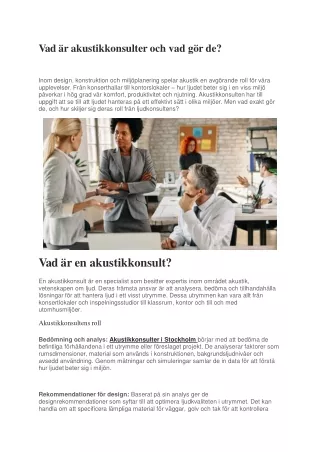 Vad är akustikkonsulter och vad gör de