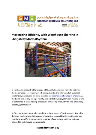 Efficient Warehouse Shelving Solutions in Sharjah