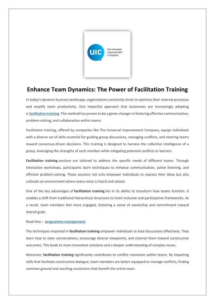 enhance team dynamics the power of facilitation