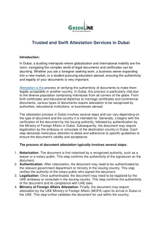 Trusted and Swift Attestation Services in Dubai
