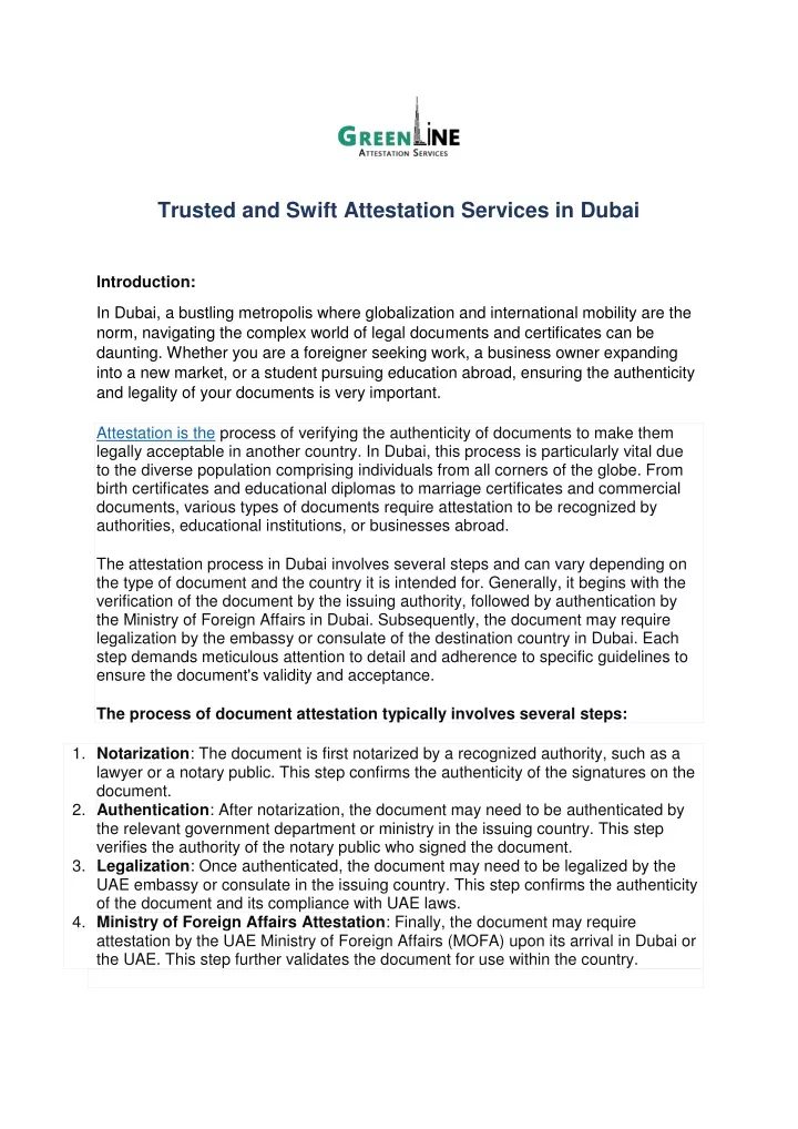 trusted and swift attestation services in dubai
