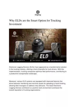 Why ELDs are the Smart Option for Trucking Investment