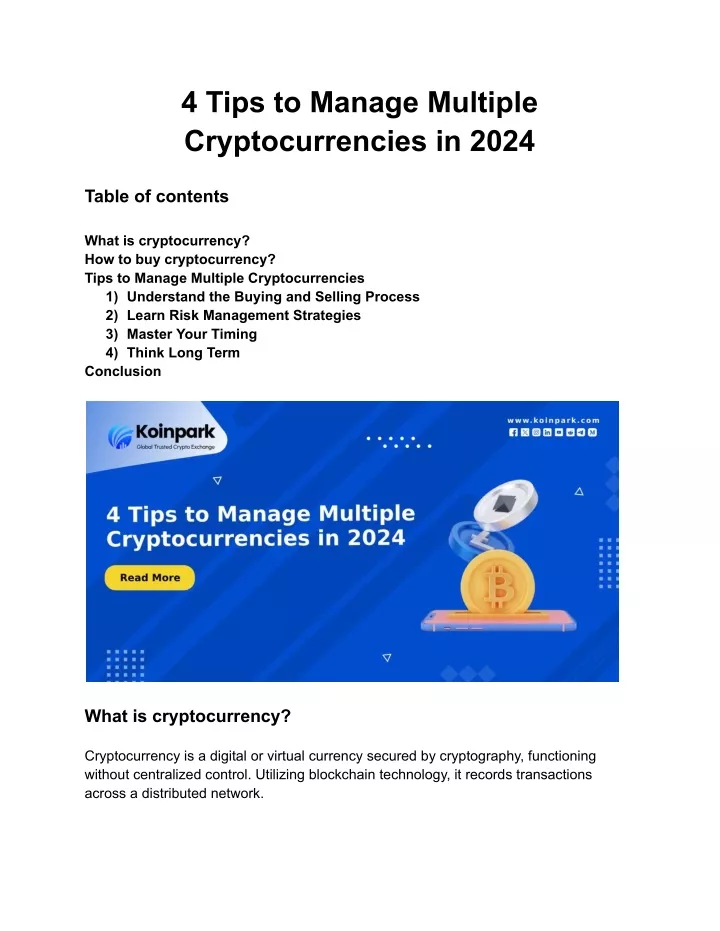 4 tips to manage multiple cryptocurrencies in 2024