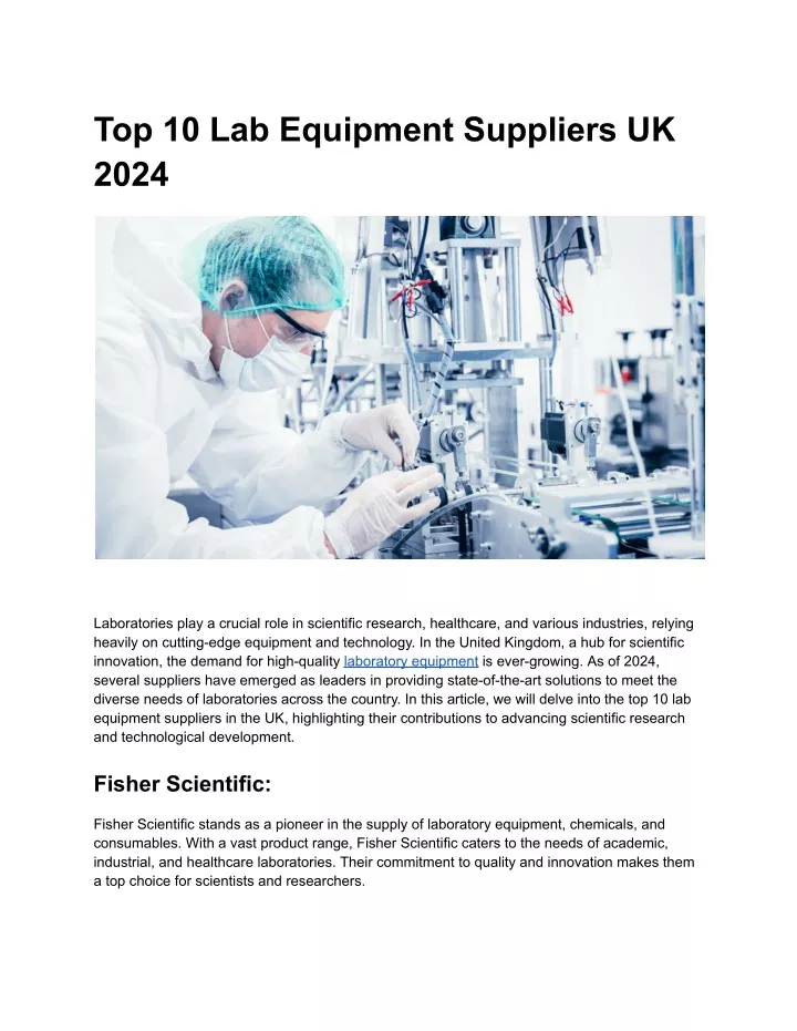 top 10 lab equipment suppliers uk 2024