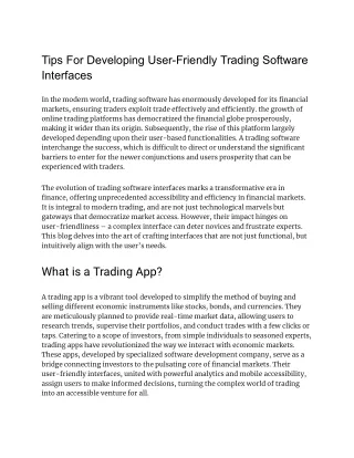tips for developing user friendly trading
