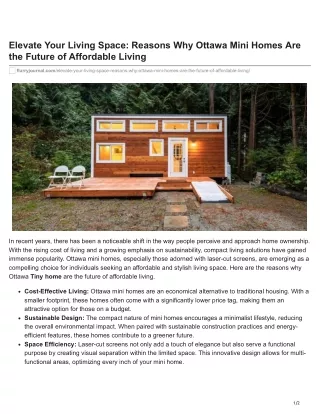 Affordable Future: The Rise of Ottawa Mini Homes"