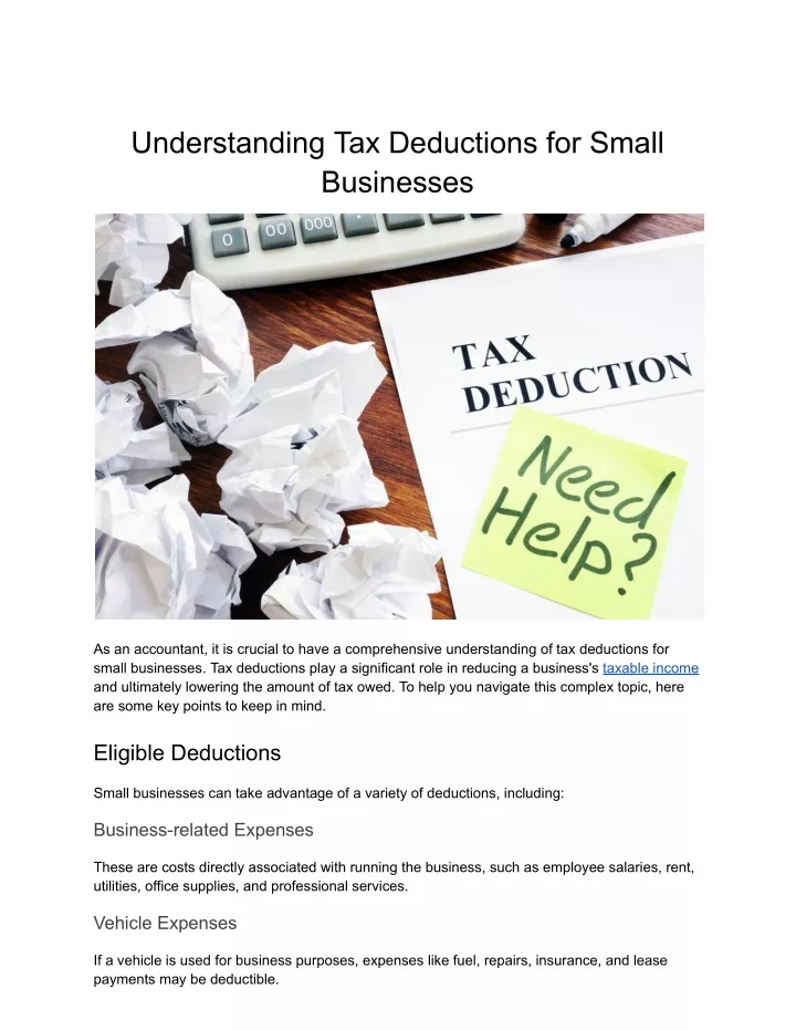 understanding tax deductions for small businesses