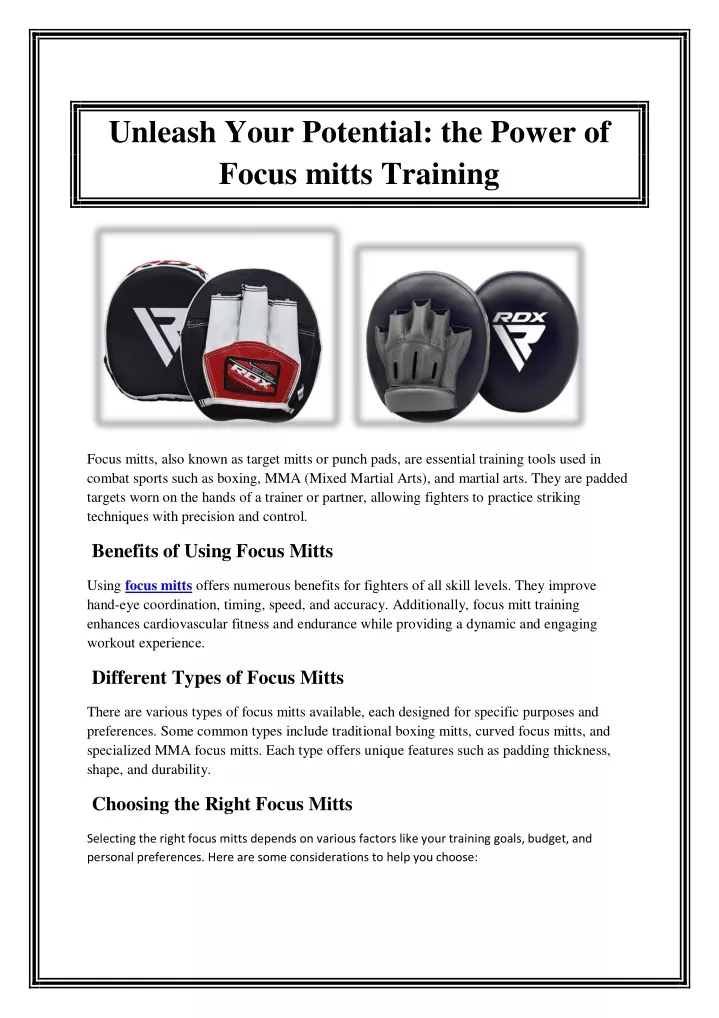 unleash your potential the power of focus mitts