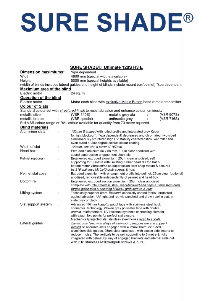 sure shade ultimate 120s h3 e kpa dependent 4800