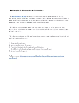 the blueprint for mortgage servicing excellence