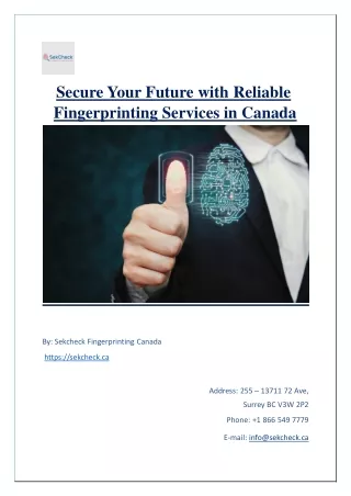 Secure Your Future with Reliable Fingerprinting Services in Canada