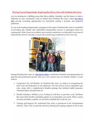 driving toward opportunity exploring bus driver