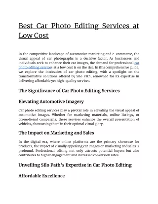 Car Photo Editing Service