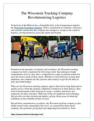 The Wisconsin Trucking Company Revolutionizing Logistics