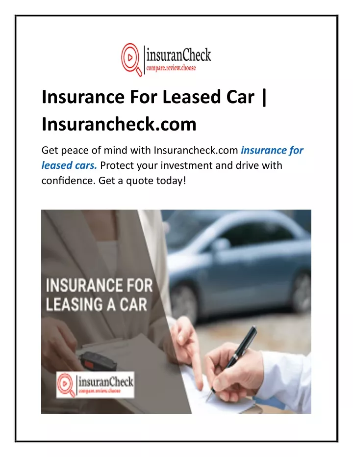 insurance for leased car insurancheck com